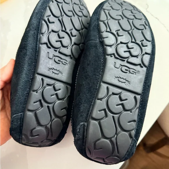 UGG Black and Cream Suede Slippers - Picture 4 of 5